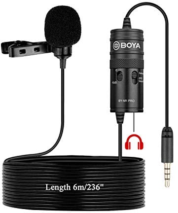 Nouveau Moniteur Lavalier Microphone pour Canon Podcast, 19 Pieds BOYA Micro à omnidirectionnel pour Nikon Sony iPhone 13 10 8 8 Plus DSLR Caméscope Enregistreur Audio Youtube Interview Vidéo