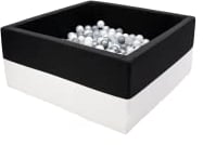 Rainbow Kids - XXL Luxus Bällebad Bällepool Bällebecken Spielbälle Kugelbad Bällchenbad Spielbecken Ball Bällepool (90x90x40 mit 200 Bällen)- Schwarz-Weiss