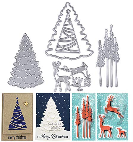 3 Motive Weihnachten Stanzschablone Weihnachtsbaum Stanzbögen Prägeschablone Stanzformen für Scrapbooking Fotopapier Karten Handwerk DIY Herstellung Geburtstag Geschenk Cutting Dies