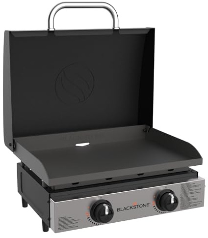 Blackstone 1813 Tabletop Griddle with Stainless Steel Front Plate and Hood - 22