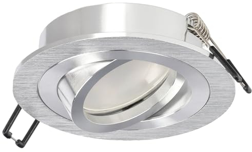 EDO Einbauleuchte CERI 1 OV Silver, Schwenkbar, Rund, LED Deckenlampe, Einbaustrahler, Deckeneinbauleuchte Aus Aluminium, Deckenspot EDO777140