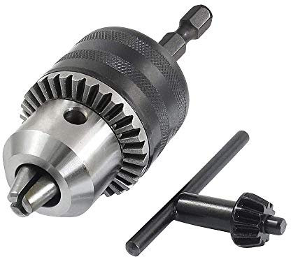 Bestgle 0.6–6.5mm Drill Chuck Adapter, 3/8-24UNF Quick Change Conversion Chuck with 1/4 Hex Shank, Impact Driver Adaptor for Power Tools