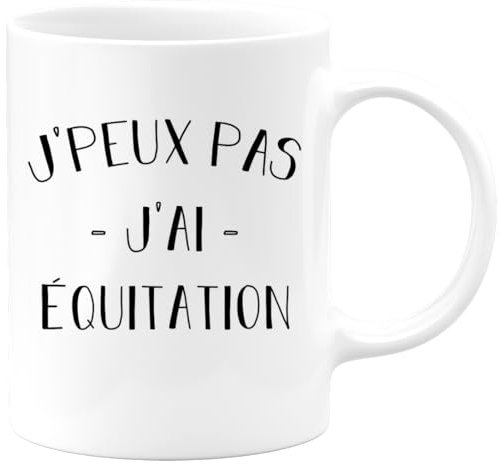 quotedazur Café-Croissant - Mug Personnalisé Tasse Cadeau Noël Je Peux Pas J'Ai Equitation - Blanc/Céramique