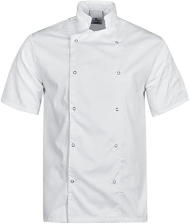 BWOLF Nozomi Veste de Cuisine Homme/Femme Veste Cuisine Homme/Femme Vestes de Chef Vêtement de cuisine à Manches Courtes - Blanc - X-Small