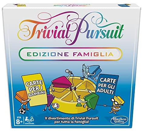 Hasbro Gaming Trivial Pursuit Edizione Famiglia, Gioco da Tavolo Classico per Serate con Amici, Quiz Multicolore per Bambini e Bambine da 8 anni in su