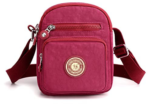 Milky Way Damen Umhängetasche aus Nylon mit mehreren Taschen, für Damen und Mädchen, zum Einkaufen, Wandern, für den täglichen Gebrauch (Burgunderrot)