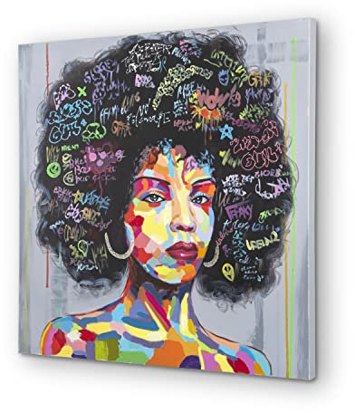 House of Arts - Acryl Gemälde handgemalt Afrika Frau Mode Afro Mode als Wanddeko Wohnzimmer modern Deko Modern abstrakt Leinwandbild Wandbild