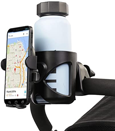 2-in-1 Kinderwagen Getränkehalter Und Handyhalter - Universeller Kinderwagen Getränkehalter, 360 Grad Drehbarer Getränke- Und Kaffeetassenhalter, Kinderwagen Zubehör