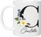 MOBILE STUFF Personalised Floral Mug Initial with Name, Customised Gift for Mum, Dad, Kids or Girls, Black Initial with Multicolor Flower with Stylish Name, Tea Coffee Mug (11oz) (Black)