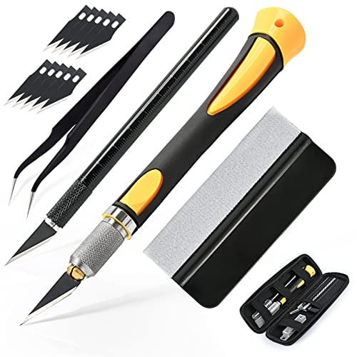 EHDIS Kit di Taglierino di Precisione, Contiene 2 Taglierino, 10 Lama, Pinzette, Spatola, Scatola di Immagazzinaggio, per Arte,Hobby, Album e Sculture