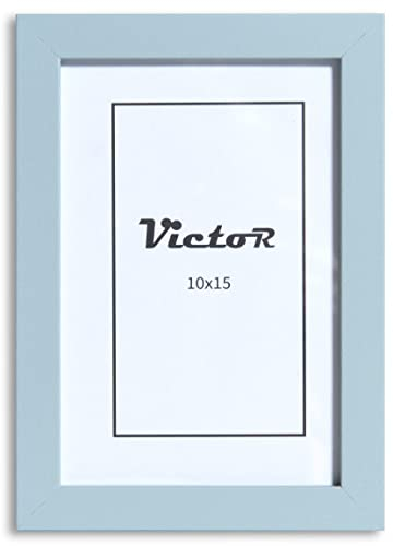 VictoR Bilderrahmen Klee 10x15 cm (A6) in Blau - moderner schlichter Fotorahmen Holz 10x15 - Bilderrahmen 10x15 Blau