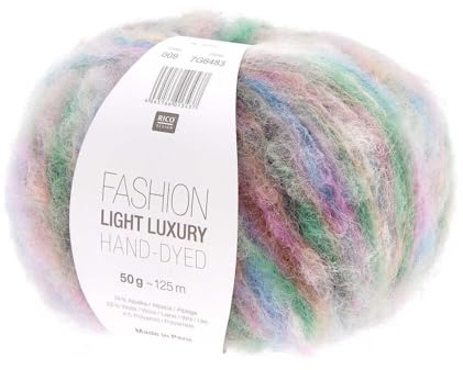 Rico Design 50g Fashion Light Luxury Hand-Dyed - Farbe 09 - retro - leichte Wolle mit Alpakawolle zum Stricken