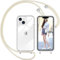 Nupcknn Handykette für iPhone 14 Hülle mit Band,Ultra Dünn Transparent Handyhülle (Abnehmbar) Necklace mit Kordel zum Umhängen Kameraschutz Handy Kette Stossfest Schutzhülle(Beige,6.1)