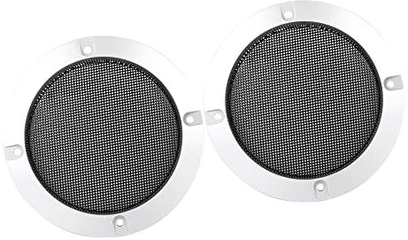 A ABSOPRO Altoparlante Griglia per Auto Lucido Audio Altoparlante Copertura 5 Maglia Griglia Argento Tono (Set da 2)