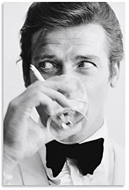 Enartly Foto Auf Leinwand Die Schauspieler Roger Moore Smoke Drink Schlafzimmer Dekorative Malerei Poster Raumästhetik 50x70cm Kein Rahmen