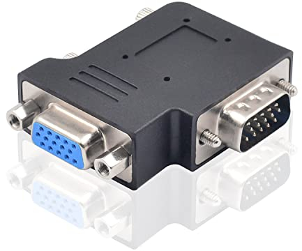Duttek 90 Degree Left Angle VGA Male to Female 15 Pin SVGA Converter Adapter Connector for TV、projectors、Monitors Connector (1 Pack)