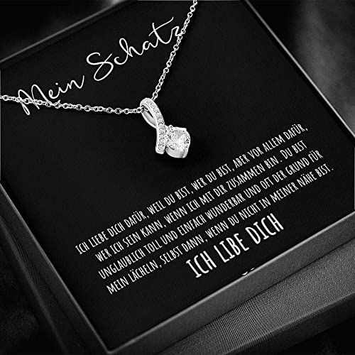 An meinen Schatz Halskette mit personalisierter Karte Kette sowie LED Box und Zirkonia für die Ehefrau