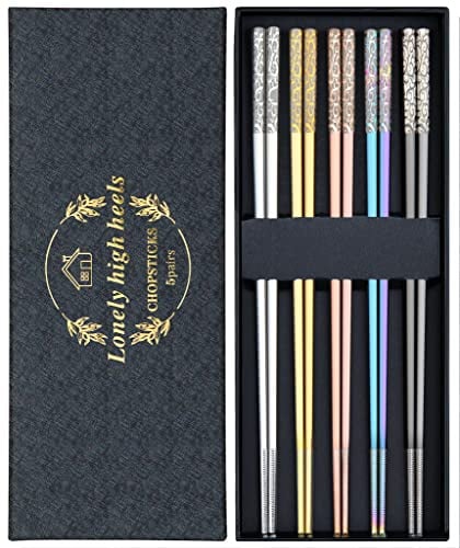 Coffret Cadeau Baguettes Japonaises Multicolores - 5 Paires Reutilisables pour Cuisine, Maison et Restaurant