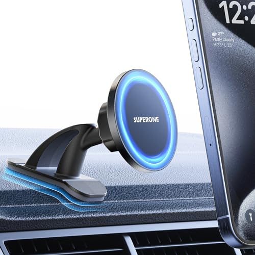 SUPERONE Handyhalterung Auto für MagSafe Autohalterung, [20xN55 Stärkste Magnete] Magnetische KFZ handyhalter [Stärkste Haftung 3M Kleber] für iPhone 15 14 13 12 Pro Max Magsafe Hülle