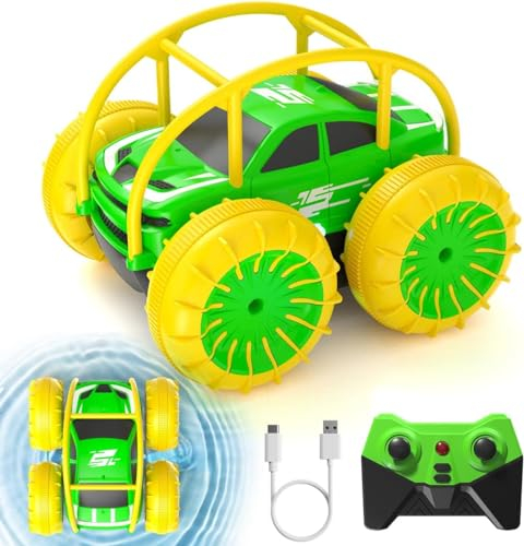 ifollower Direktladung Ferngesteuertes Auto, 15km/h 4WD Amphibienfahrzeug Stunt Auto, 2.4GHZ 360° Drehung Buntem LED-Licht Monstertruck Offroad Spielzeug, Geschenke für Kinder ab 3 Jahre