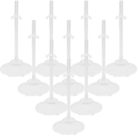 VOANZO 10-teiliger transparenter Puppenständer, Verstellbarer Puppenständer, Kunststoff-Puppenhalter, transparenter Puppenständer, Halter für unter 20 cm Babypuppen, Schaufensterpuppen