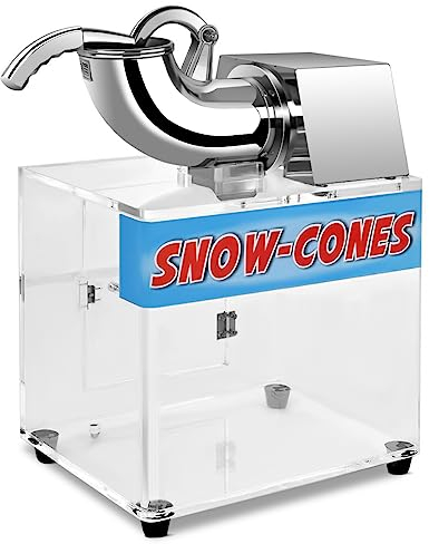 COSTWAY Ice Shaver Machine, 200W Stainless Steel Ice Crusher with Dual Blades, Drain Pipe and Safety Switch, 1400 RPM Speed Electric Snow Cone Maker Shaved Ice Machine for Home Commercial