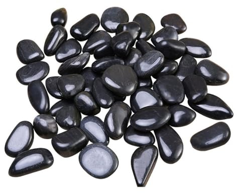 BigTree 2.86lb Natural River Rocks Decorative Pebbles Polished Smooth Surface Black Original Stones Home Decoration Decorative Rocks For Landscaping Vase Flower Pots Fish Tanks Succulents 1-3cm