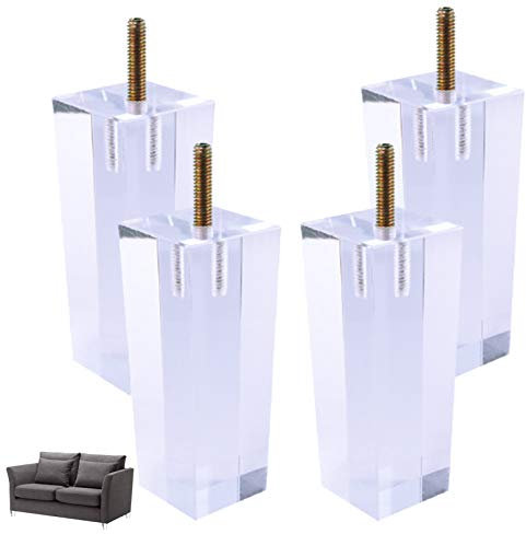 Pieds de meubles en acrylique robustes 4 pièces, pieds de meubles en verre acrylique transparent carré, pieds de table de canapé, remplacement d'armoire de table basse, for projet de bricolage de faut