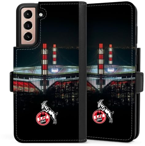 DeinDesign Klapphülle kompatibel mit Samsung Galaxy S21 5G Handyhülle aus Kunst Leder schwarz Flip Case 1. FC Köln Stadion Offizielles Lizenzprodukt