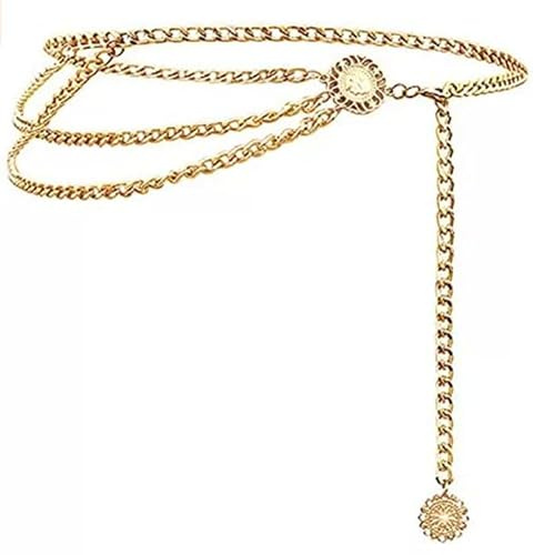 EUPSIIU 2 Stück Taillenkette Gürtel, Gold Sexy Taille Kette, Bauchkette, Mehrschichtig Verstellbare Hüftkette Taille Kett Belly Chain, für Frauen und Mädchen Mädchen Kleid Jeans Taillenkette