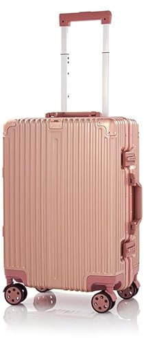 DTP-SOFT Reise Koffer Trolley Alu-Rahmen Polycarbonat Hartschale Combination Lock TSA, 4 Wheels Exklusive M-L-XL-Set (ROSA, M)