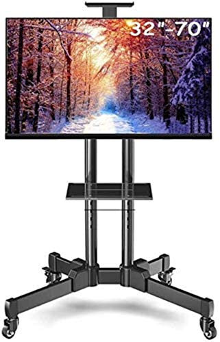 AuLYn Support TV De Table Universel, Chariot TV Extra Haut avec Gestion des Câbles, Support TV À roulettes en Acier Noir sur roulettes, Téléviseurs Plasma/LCD/LED OLED 32- 70