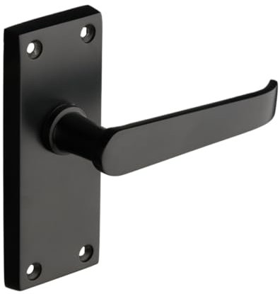 Designer Levers - Victorian Straight Lever Door Handles - Matt Black - 1 Pair - Latch Door Handle - Interior Use - Short Latch