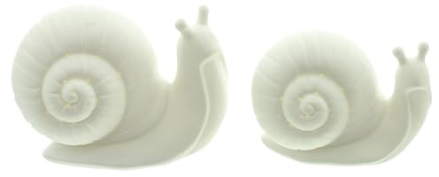 FRANK FLECHTWAREN LED-Schnecke White, 2er Set, Porzellan, warmweiße LED, batteriebetrieben, An-/Aus-Schalter Maße: 11 x 7 x 8 cm, 13 x 8 x 10 cm, nur für den Innenbereich geeignet