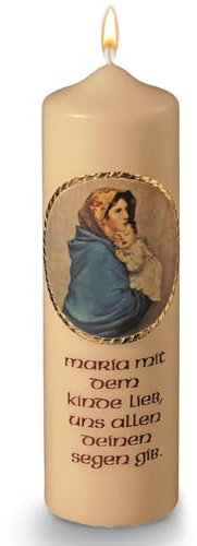 WikaKerzen Handgefertigte Marienkerzen traditionelle Symbole und hochwertige Verarbeitung Perfekt für Andachten und spirituelle Momente (Champagner)