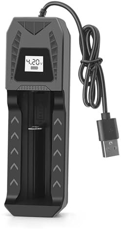 JOYSOG 18650 Battery Charger with LCD Screen for 3.7V 26650/21700/18650/18500/16340/14500/AA/AAA Lithium Battery Charger (Single Slot)