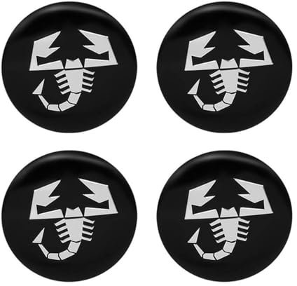 4 Pezzi Auto Coprimozzi Adesivo per Abarth 50MM,Auto Adesivi Centro Coprimozzo,Antipolvere Impermeabile Copertura Decorativa Sostituzione,Black