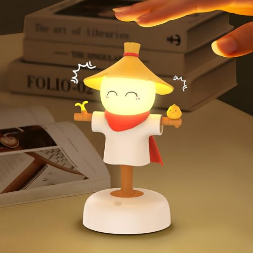 Smiling Shark Nachtlicht Kinderzimmer, Vogelscheuche LED Kinder Nachtlicht mit Dimmbar & Touch Control Wiederaufladbare Babyzimmer Stilllicht Nachttischlampe für Geburtstag Geschenk Kinderzimmer Deko