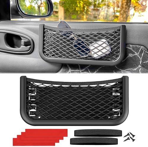 MyGadget Aufbewahrungsnetz [ 26 cm x 12 cm ] - zum kleben oder Schrauben - Organizer Tasche für Innenraum von Auto | Camper | Kofferraum | Boot usw. - Schwarz
