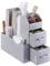 Navaris Organizzatore Professionale per Caffetteria - Cassettiera Verticale Multiscomparto - per Bicchieri Cannucce Tovaglioli Posate Bustine Zucchero - Grigio