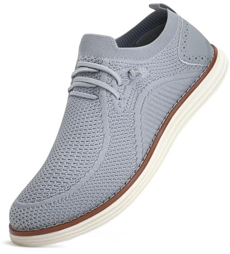 LEZTA Schuhe Herren Anzugschuhe Sneaker Oxfords Business Mesh Stoff Atmungsaktiv Sportschuhe Tennisschuhe Walkingschuhe Komfortabel Grau C 43 EU