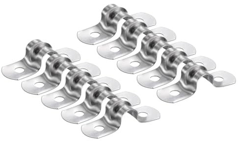 sourcing map 10pcs 5/16 Inch 8mm Conduit Clamps, M8 U Tube Pipe Clamp, Stainless Steel Rigid Pipe Strap, U Shaped Bracket with Two Hole for Pipe Tube Hose Wire Cord Fixing