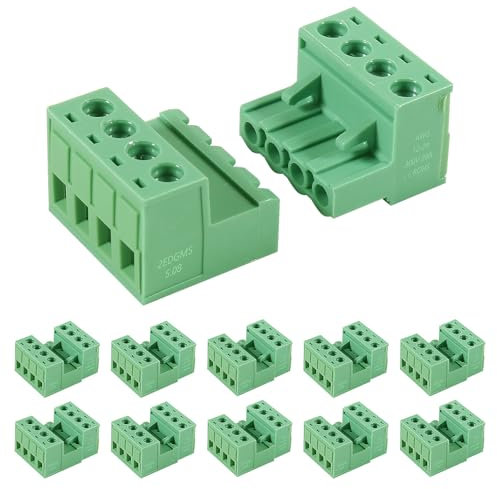 ALAMSCN 10 Sets 4 Pin Steckbare Klemmen 5.08mm Teilung PCB Mount Screw Klemmenblock PCB Schraubklemme Steckdosen-Panel-Montage zum Selbermachen