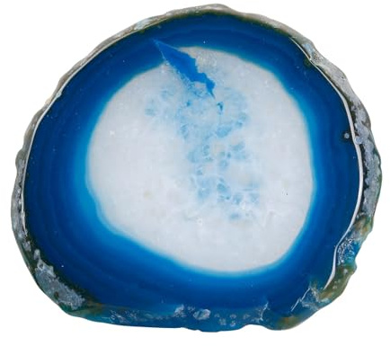 dssmboom 2pcs Blaue Achatscheiben Coasters Steinplatte Dekor | Unregelmäßige polierte Agat Geode Coasters Agat Stone Slab Platzkarten für Hochzeit, Zuhause, Bürodekoration