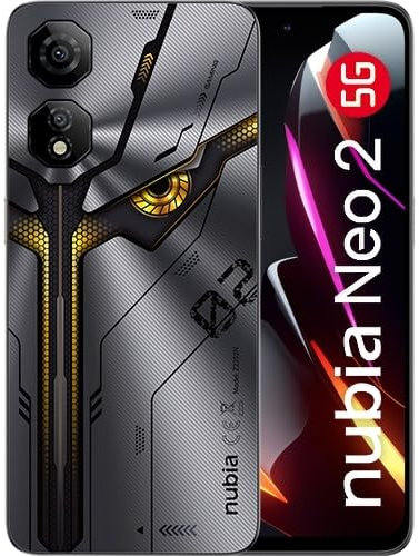 ZTE nubia Neo 2 5G Storm Grey - Smartphone con 256GB e 8GB RAM, Display da 6.72 FHD+, Fotocamera 50MP, Batteria 5200mAh, Processore Gaming fino a 2.7GHz, Ricarica Veloce 33W, NFC, 120Hz Refresh Rate