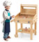 COSTWAY Barbecue Giocattolo per Giardino in Legno di Abete, Griglia Carrello Bambini con Cibo, Set Cucina Giocattolo con 25 Accessori BBQ, 53 x 36 x 63 cm, per Bambini 3+ Anni