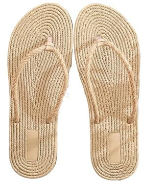 Chanclas de Tejido de Paja Para Mujer Sandalias de paja, chanclas, zapatillas de mujer, zapatos de mujer, chanclas de interior y exterior for mujer, chanclas planas de playa for verano per Indoor ed O