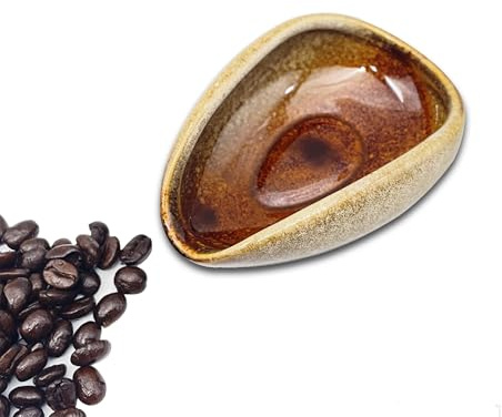 LamChyar Coffee Bean Dosing Cup, Ceramic Dosing Dish for Coffee Beans, Single Dose Coffee Been Tray, Coffee Bar Accessories(Brown)