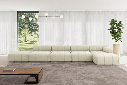 ALTDECOR Modulares Sofa Ecksofa in L-Form Corner modular Sofa Eckcouch Couch Wohnlandschaft Cauchsofa Polstersofa Lizur-L3-475x160x70 cm Beige