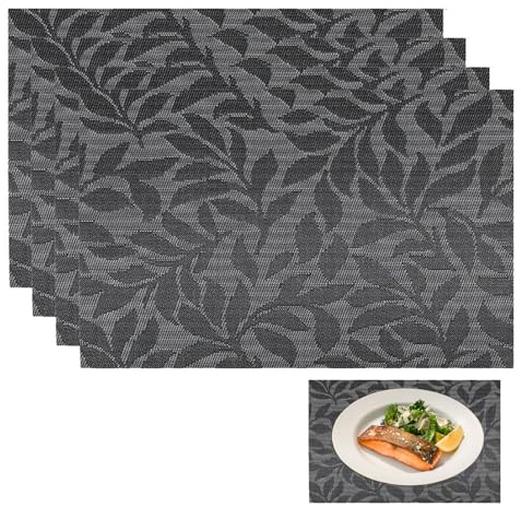 Tischsets Abwaschbar,4er Set Platzset,platzsets PVC gra(4 Stück)